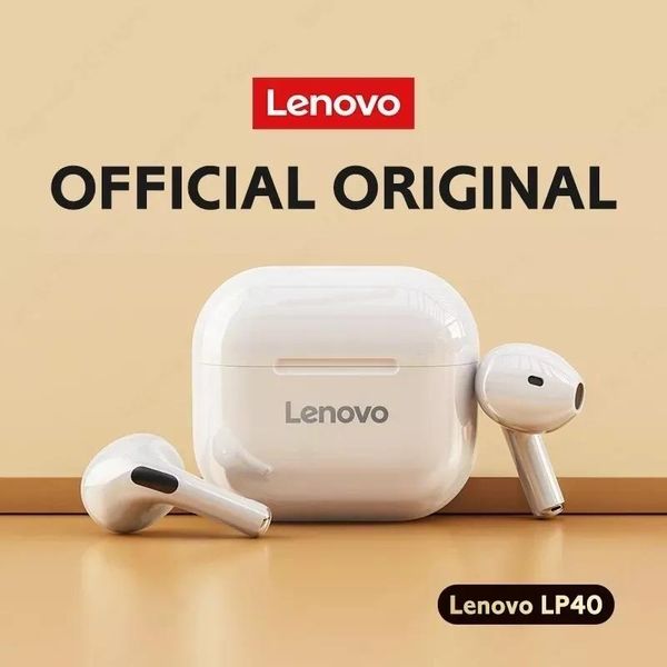 Écouteurs Hot Sale Original Lenovo LP40 TWS TWS Wireless Ericone double stéréo Réduction du bruit de basse