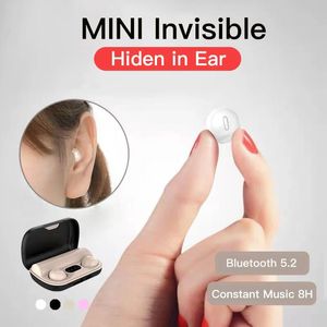 Écouteurs Écouteurs invisibles Bluetooth 5.2 Écouteurs de sommeil sans fil Écouteurs cachés Type C Mini écouteur avec micro pour petites oreilles