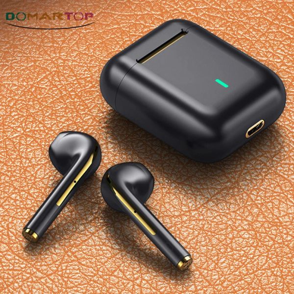 Écouteurs J18 TWS Bluetooth casque dans les écouteurs sans fil à pilon avec un casque de jeu étanche à microphone pour les écouteurs de téléphone mobile