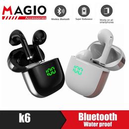 Auricolari K6 TWS Auricolari Bluetooth con microfoni Gancio per l'orecchio sportivo Display a LED Cuffie wireless Auricolari stereo HiFi Impermeabili
