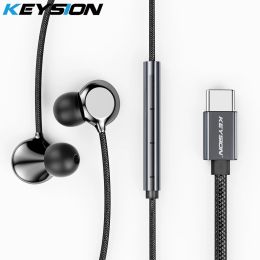 Oortelefoon Keysion Typec keramische bedrade headset hifi bas stereo muziek oortelefoons inar mic USB C C -hoofdtelefoon voor Samsung Xiaomi Huawei oppo