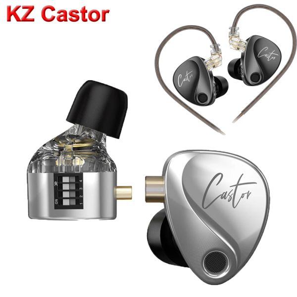 Écouteurs KZ Castor écouteurs filaires dans l'oreille écouteurs HiFi détachables 2 écouteurs à Armature équilibrée accordable dynamique écouteurs antibruit