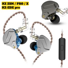 Écouteurs KZ ZSN Pro 1ba 1DD Hybrid Drive in Eartle Earphones Hifi Metal Bass Earbud Sport Music Câble remplaçable KZ Edx Pro