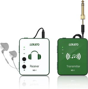 Koptelefoon LEKATO Draadloos IEM-systeem met zenderontvanger Draadloos in-ear monitorsysteem 2,4 Ghz Automatisch voor Studio Live (MS1G)