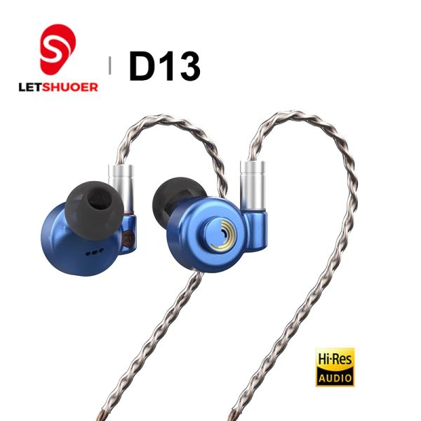 Écouteurs LetsShuoer D13 13 mm Conducteur dynamique Moniteur de moniteur IEM 3,5 / 4,4 mm Plug 0,78 mm Câble détachable Écouteurs câblés Audirect