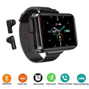 Oortelefoon Man Sport Smart Watch 2 in 1 TWS Draadloze Bluetooth-headset HD Volledig touchscreen Fitness Smartwatch Gezondheidsdetectiearmband