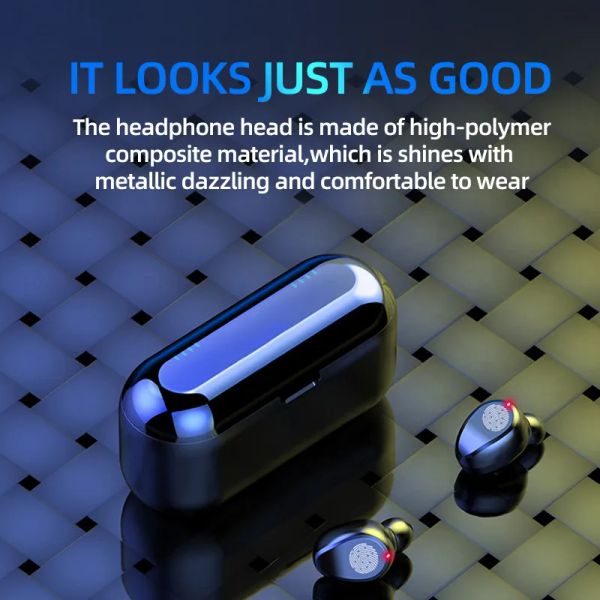 Écouteurs New Bluetooth 5.0 Écouteur 9D Hifi Stereo Wireless Headphone Sport imperméable Hands Free Earbuds Casque avec une banque d'alimentation de 2000 mAh