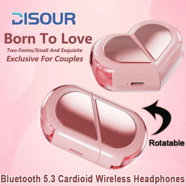 Écouteurs Nouveau casque sans fil Bluetooth à la mode en forme de coeur TWS casque femmes en forme de coeur écouteurs intra-auriculaires Couple écouteur Presen