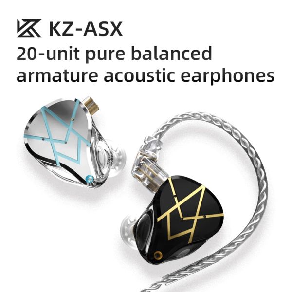 Écouteurs intra-auriculaires KZ ASX 20BA 20, Armature équilibrée, suppression du bruit, moniteurs de Sport, casque KZ ZSX AS16 PRO ZSN PROX AS24