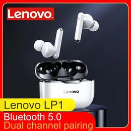 Écouteurs Nouveau Original Lenovo Lp1 Tws écouteur sans fil Bluetooth 5.0 double stéréo réduction du bruit basse contrôle tactile longue veille 300 mah