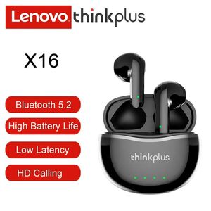Oortelefoon nieuwe originele Lenovo X16 hoofdtelefoon Bluetooth 5.2 TWS draadloze oordopjes stereo sport earhook oortelefoon met dubbele HD -microfoon