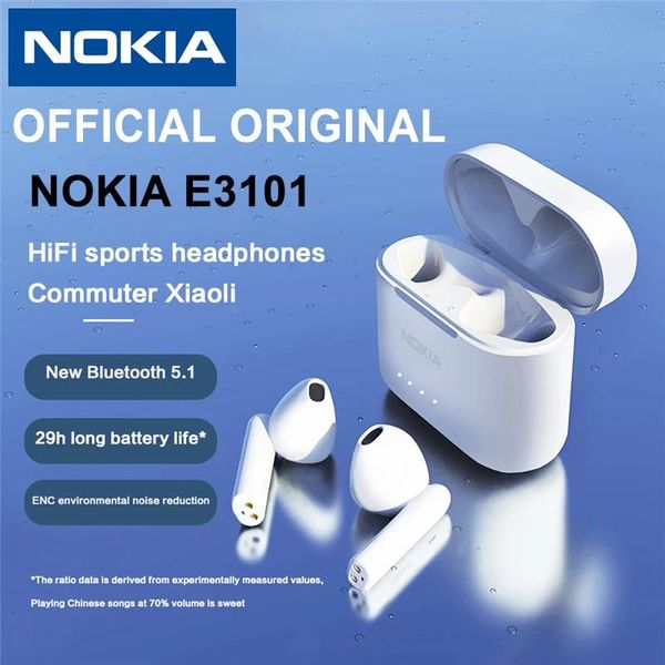 Наушники NOKIA E3101 Bluetooth TWS наушники беспроводные наушники с шумоподавлением двойной микрофон HD гарнитура для звонков полувкладыши для Android IOS