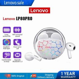 Écouteurs OEM Lenovo LP80Pro RGB écouteurs TWS Bluetooth écouteur 3D stéréo basse casque sans fil véritable écouteurs sans fil avec micro