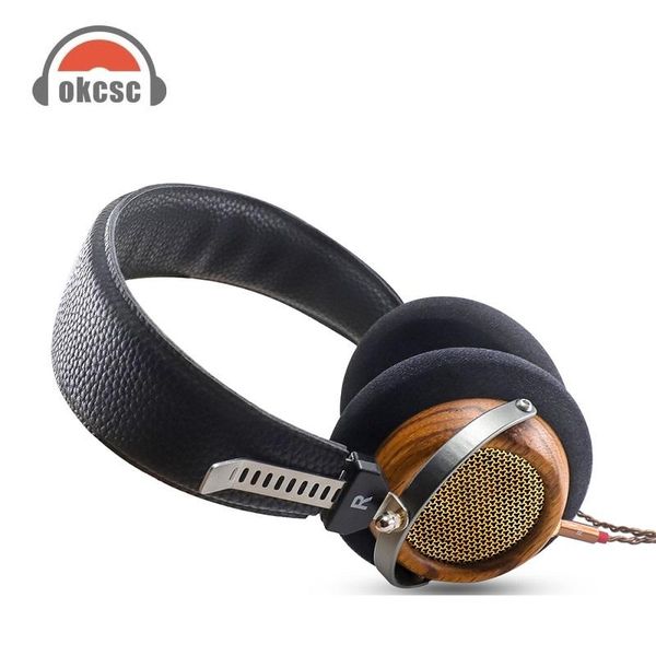 Écouteurs OKCSC M2 Casques de 57 mm En haut-parleur semi-arrière HiFi Olive en bois avec 5N Câble de remplacement Sier DIY 3,5 mm