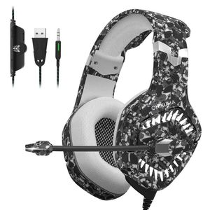 Écouteurs Onikuma K1PRO CAMO PC casque de jeu pour PS4 XBOX One, casque stéréo USB LED 3,5 mm avec microphone omnidirectionnel