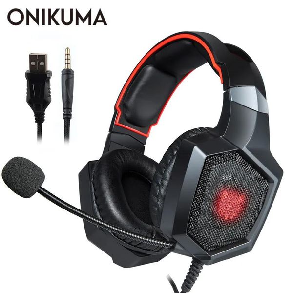 Auriculares ONIKUMA K8 Casque PS4 Gaming Auriculares PC Auriculares estéreo Auriculares con micrófono Luces LED para computadora portátil Tableta/Nueva Xbox One