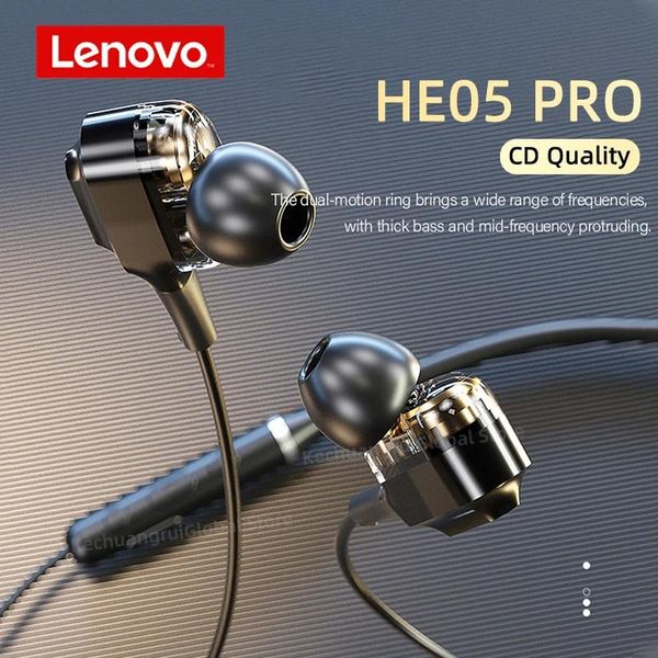 Écouteurs d'origine Lenovo HE05 Pro sans fil Bluetooth écouteurs magnétique tour de cou écouteurs HIFI son sport casque IPX5 étanche