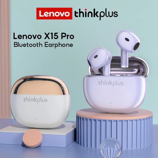 Écouteurs Original Lenovo X15 Pro Elecphone sans fil Bluetooth 5.0 Écouteur rose réduction du bruit stéréo Bass Touch Control Sport Éditeurs
