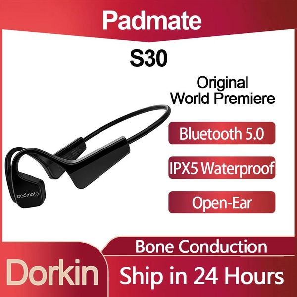 Écouteurs Original Padmate S30 Conduction osseuse OpenEar Sport écouteurs IPX5 étanche longue durée de vie de la batterie Bluetooth 5.0 écouteur léger