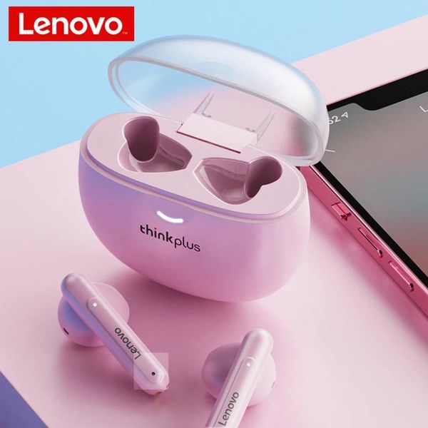 Écouteurs Pink Lenovo Lp1pro Wireless Bluetooth Earbuds TWS Seminear Elecphones compacts à la mode à la mode Longlife Sports Music Game
