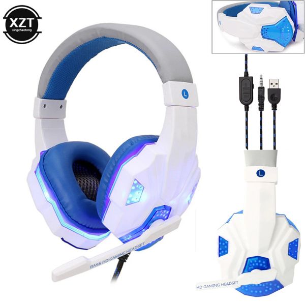 Écouteur professionnel LED Light Gamer Casqueur pour ordinateur PS4 Gaming Headphones Bass Stéréo PC STÉRÉE CASSET avec micro USB