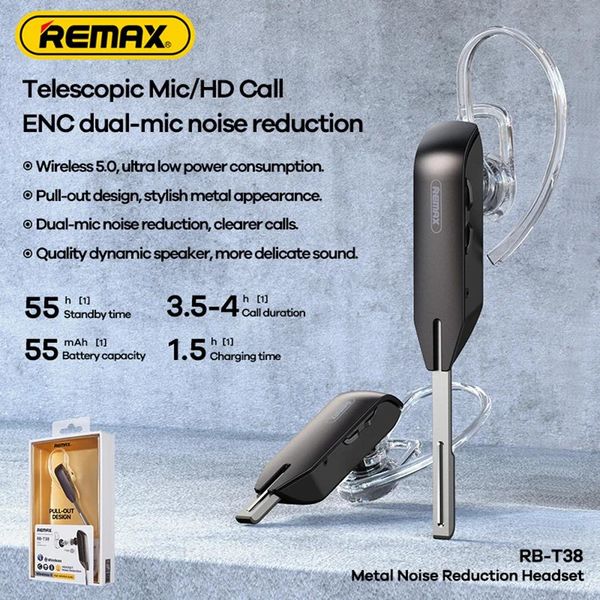 Écouteurs Remax RBT38 réduction du bruit d'appel crochet d'oreille réglable affaires sans fil écouteurs Oem Bluetooth casque