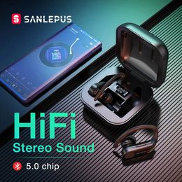 Наушники SANLEPUS Bluetooth наушники TWS 5.0 со светодиодным дисплеем Беспроводные наушники-вкладыши Стереонаушники для Xiaomi-вкладыши Телефон Игровая спортивная гарнитура