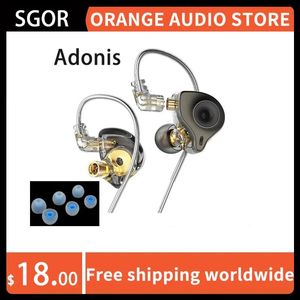 Écouteurs Sgor Adonis 1DD + 1ba Technologie hybride Élecphones dans le moniteur d'oreille HIFI Super Bass Earbuds High Sound Quality Music Clehphones Venus