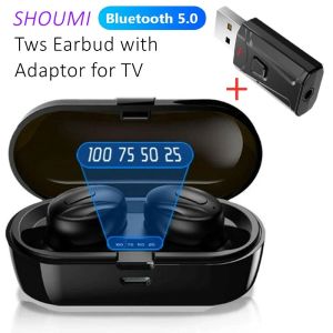 Écouteurs Shoumi Bluetooth Compatible V5.0 écouteurs tws casques sans fil Écouteurs TVED TEAPHERAPE STAPHOPHER TELISE avec adaptateur Mic USB