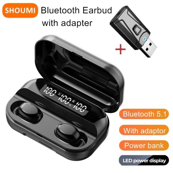 Écouteurs SHOUMI écouteurs sans fil Tws Bluetooth casque CVC suppression du bruit oreillettes avec micro adaptateur USB écouteur pour télévision Earpod