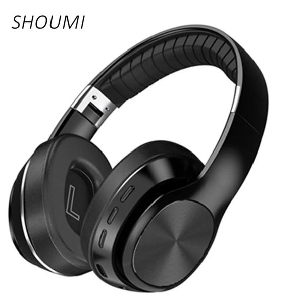 Écouteurs Shoumi Wireless Headphon Bluetooth sur Eer Blue Tooth 5.0 casque pour le casque stéréo PC avec Mic Support Tfcard FM