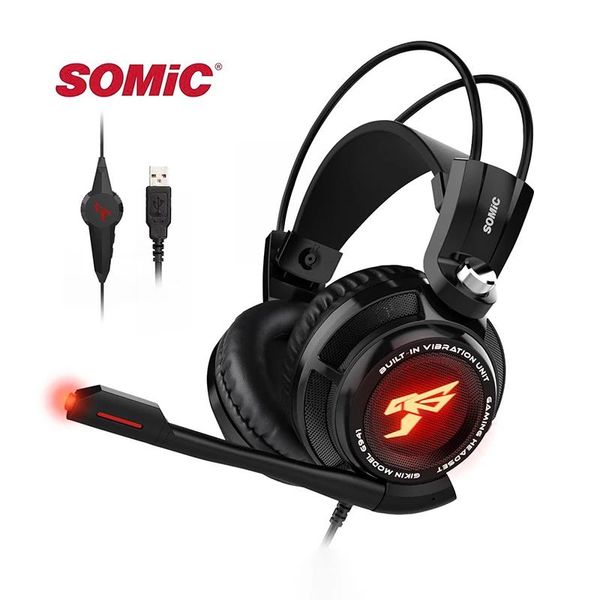 Écouteurs Casque de jeu SOMIC 7.1 Vibration sonore amplifier le son casque avec micro lumière LED écouteur pour PS5/PS4/PC/ordinateur portable/ordinateur G941