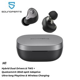 Oortelefoons Soundpeats H1 Hybrid DualDriver TWS Earphone Bluetooth 5.2 APTX QCC3040 HIFI -geluid Draadloos opladen Earbuds 40 uur Speeltijd