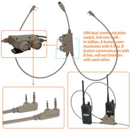 Écouteurs tactical comtac casque Airsoft Shooting Headset Adaptateur U94 PTT RAC Dual Communication PTT pour Peltor Tacsky Tactical Headphon