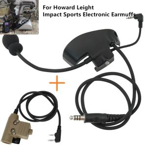 Oortelefoons tactische headset sporten schieten headset adapter microfoon kit + u94 ptt voor howard leight impact sport elektronische schietoorschieten