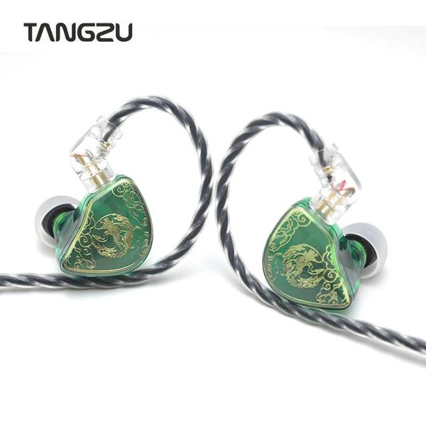 Auriculares Tangzu Wan Er Sg Jade Green Hifi L Plug Inear Auricular 10 mm Controlador dinámico Auricular 0,78 mm Cable intercambiable de 2 pines con micrófono