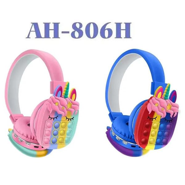 Écouteurs Top vente AH806H casque nouveau mignon arc-en-ciel écouteurs Bluetooth stéréo casque ultralong veille pour les enfants