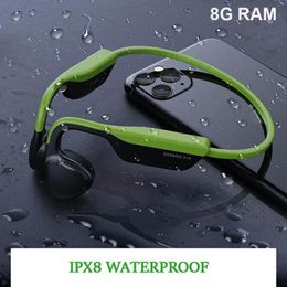 Écouteurs TWS écouteurs à Conduction osseuse IPX8 étanche sans fil Bluetooth casque avec micro mémoire 8G carte casque natation écouteur