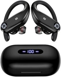 Écouteurs TWS écouteurs Bluetooth casque 4 micros appel clair 100 heures de lecture avec étui de chargement sans fil 2200 mAh écouteurs sans fil sur l'oreille