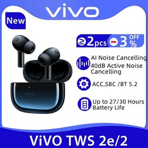 Écouteurs Vivo TWS 2e 2E Écouteur Bluetooth sans fil 5.2 Écouteurs 12,2 mm Deepx 2.0 micro Mic Annulation pour Vivo X60 Pro X50 S9e