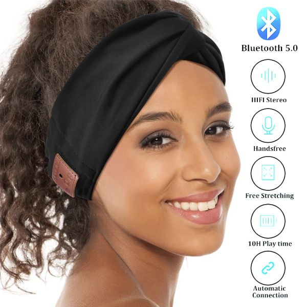 Écouteurs Sleep Wireless Sleep Bluetooth Stéréo Bandband Sports Musique Casque de casque Lavage Face Hair Bands avec micro pour femmes Turban Turban