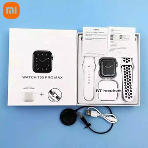 Écouteurs Xiaomi 2022 T55 Pro Max Smartwatch Moniteur de fréquence cardiaque TWS Écouteur 2 en 1 1,71 pouces Écran de mode multisport Montre intelligente pour hommes
