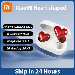 Oortelefoon Xiaomi Mijia Redmi Bluetooth 5.3 Draadloze Hoofdtelefoon Hartvormige Koptelefoon vrouw Oortelefoon Hoge Kwaliteit Hart Oordopjes Meisje Gift