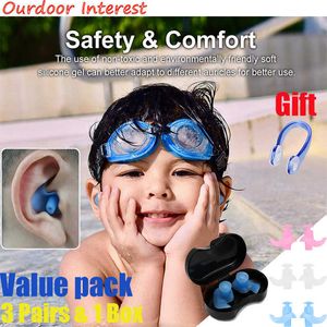 Bouchons d'oreille 3 paires enfants bouchons d'oreille de natation bouchons d'oreille réutilisables étanches professionnels pour surf plongée en apnée douche pour 5-14 P230517