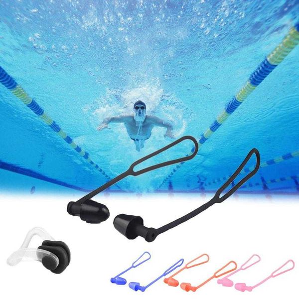 Bouchons d'oreille Bouchons d'oreille de natation Pince-nez étanche Empêcher la réduction du bruit de l'eau Protection Bouchon d'oreille Doux Sile Swim Dive Supplies P230517