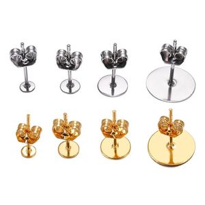 Oorrel terug 20-100 stks/kavel goud roestvrij staal blanco post earring studs basen pins met oorbellen plug bevindingen oor terug dhseller2010 dhzvm