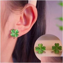 Pendiente Atrás Elegantes aretes de trébol con ópalo Y2K Flor Regalo minimalista para niñas y mujeres Resultados de joyería de entrega de gota Com Dhevr