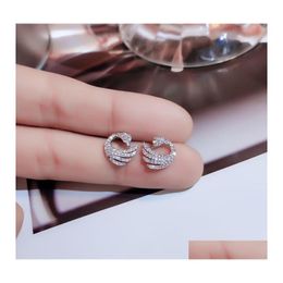 Oorrel terug mode cygnet oorbellen terug vrouwelijke S925 sier naald allergie eenvoudige elegante netrode studs voor vrouwen sieraden 2453 t2 dro dh3nm