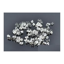 Boucle d'oreille arrière or / argent métal papillon boucles d'oreilles bouchons rouleaux post bijoux résultats bouchon d'oreille 100 pièces / 50 paires livraison directe composant Dhb5F