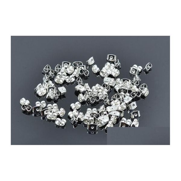 Boucle d'oreille arrière or/Sier métal papillon clous d'oreille bouchons défilements post résultats de bijoux bouchon d'oreille 100 pièces/50 paires livraison directe composant Dhe5M